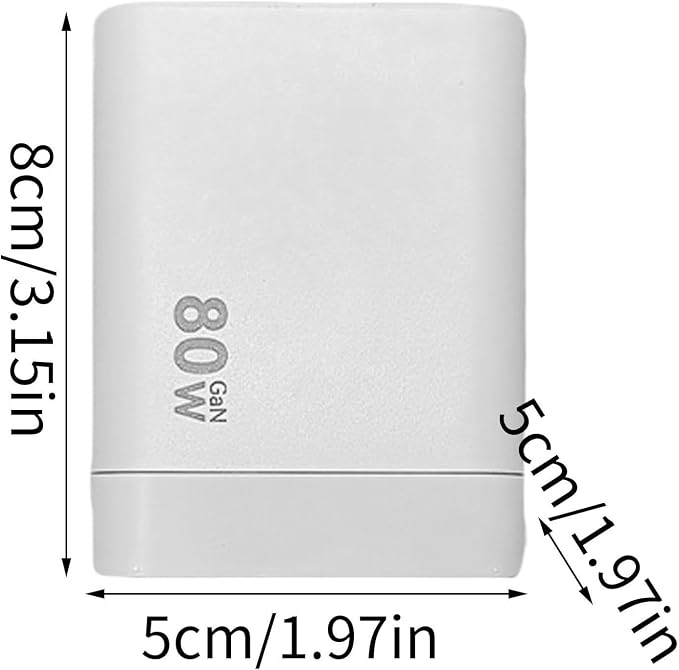 Charger Retractable Mobile Phone Charger Wall Plug with Expandable 80w Max Fast Charging Module Type-C Cable and 2 USB Ports for Mobile Phones Laptops