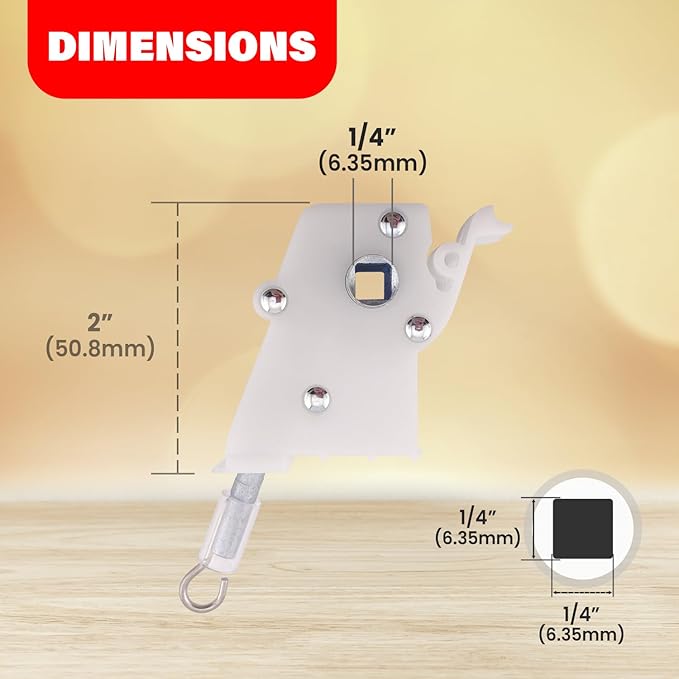 Amazing Drapery Hardware High Profile Wand Tilt Control 2ct - 1/4” Square Hole Heavy Duty Metal Mechanism for 2" Horizontal Blinds