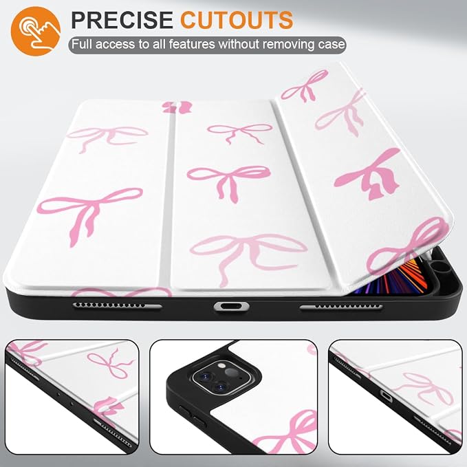 Case for iPad Pro 12.9 inch 6th Generation 2022 Built-in Pencil Holder + Trifold Stand + Auto Wake/Sleep + Protective Cover for iPad Pro 12.9 5th/4th/3rd Gen- Bear