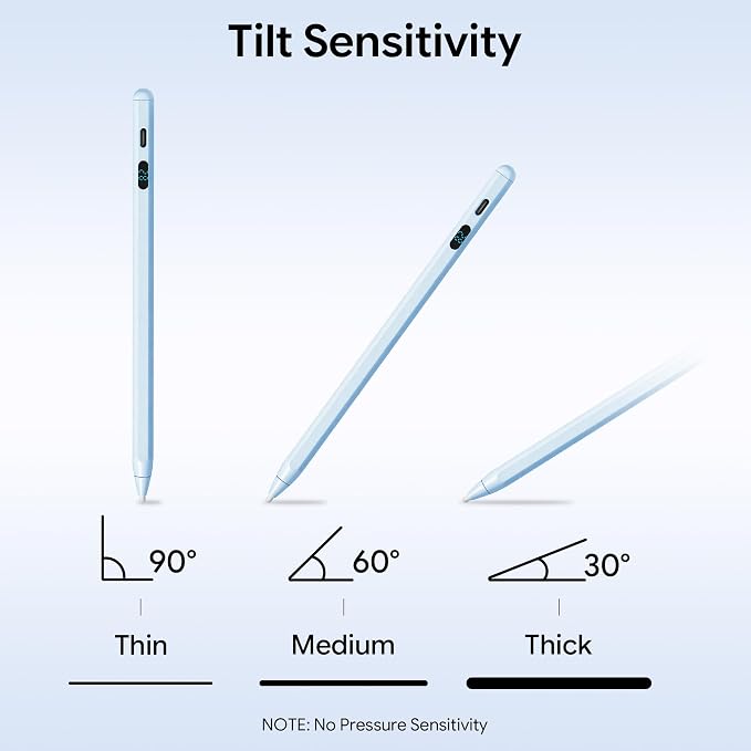 LED Battery Display Stylus Pen Dual Modes Fast Charge Universal Active Digital Pencil for iPad iPhone Samsung Android &lt2ms Low Latency Tilt Sensitivity for Drawing Note Taking No Bluetooth Styl