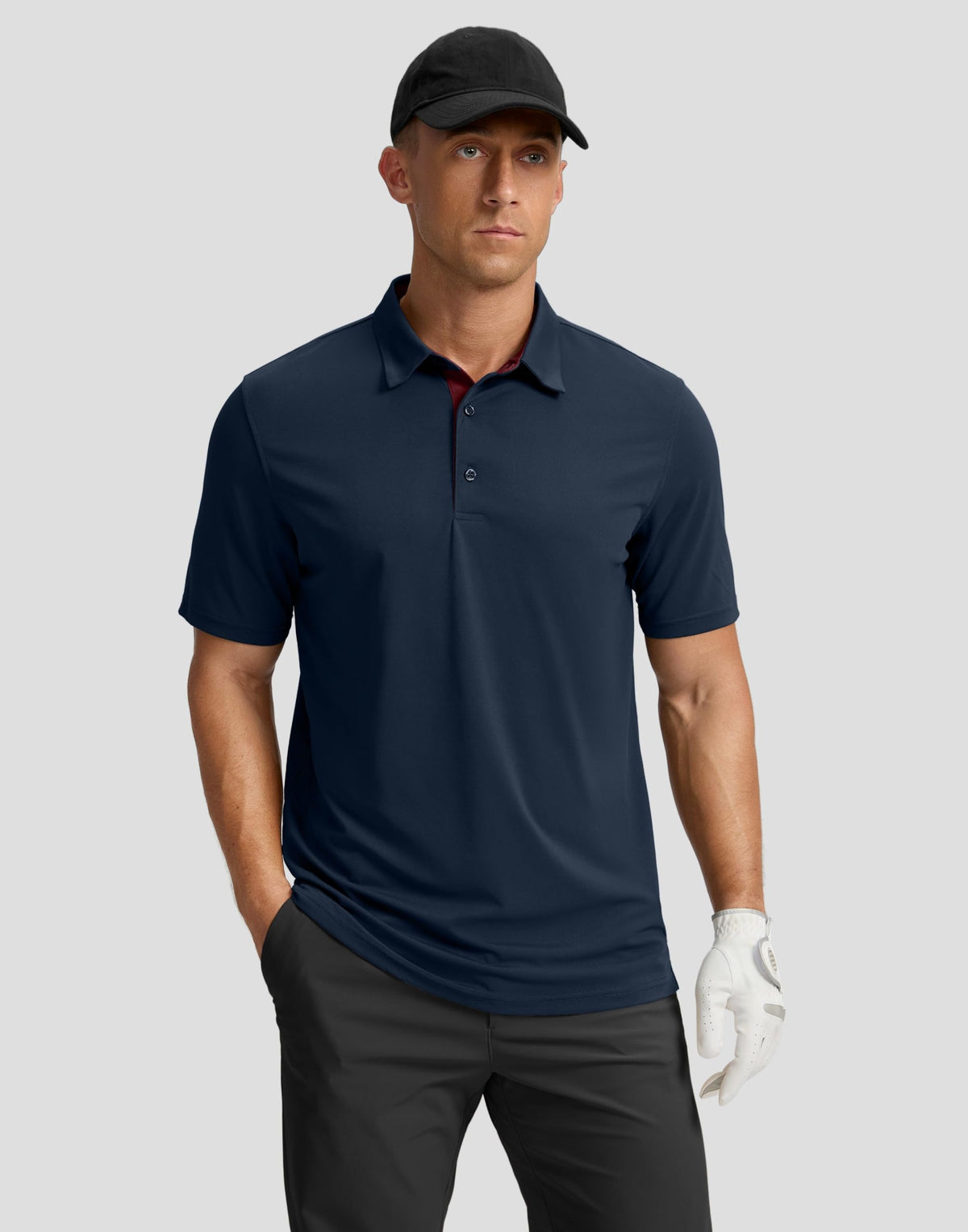 Men's Golf Polo Shirts Dry Fit Short Sleeve Shirt, Navy, S