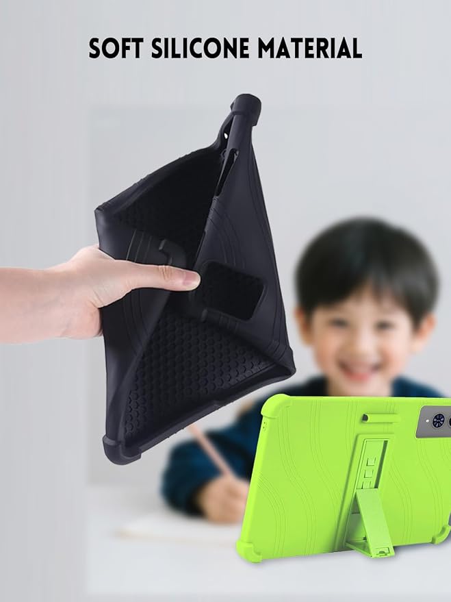 Case for TECLAST T65 Tablet 13.4 Inch (Black) | Soft Silicone Kids Friendly Protective Cover with Adjustable Stand and Pen Holder Drop-Proof
