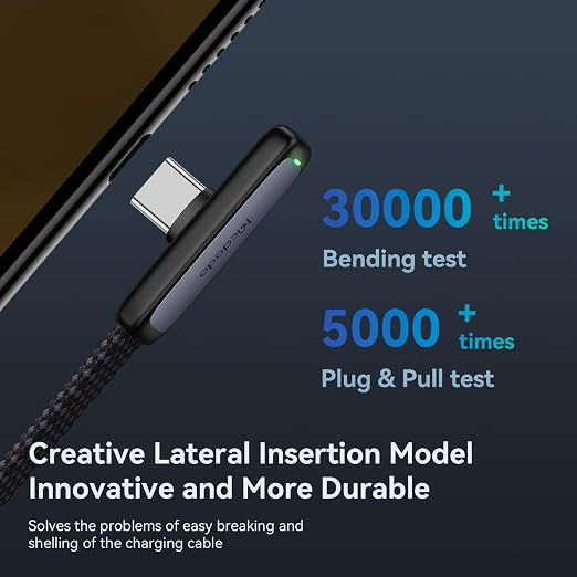 mcdodo 4FT USB to Lightning Cable 90 Degree Right Angle USB-A to Lightning Charging Cable with LED Indicator Light Compatible with iPhone 14 13 12 11/Pro/ProMax/Plus iPad AirPods iTouch