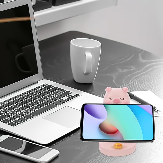 Homoyoyo Cute Pig Phone Stand Pig Phone Holder Stand for Desk Cell Holder for Smartphone Adorable Desktop Stable Support Bracket for Home Office Decor
