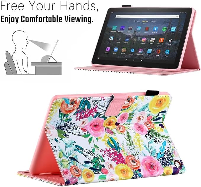 Case for Kindle Fire HD 10 &amp Fire HD 10 Plus 13th/11th Generation 2023 2021 | Synthetic Leather Flip Folio Stand Cover with Auto Wake/Sleep for Kindle Fire HD 10 &amp Fire HD 10 Plus Beach