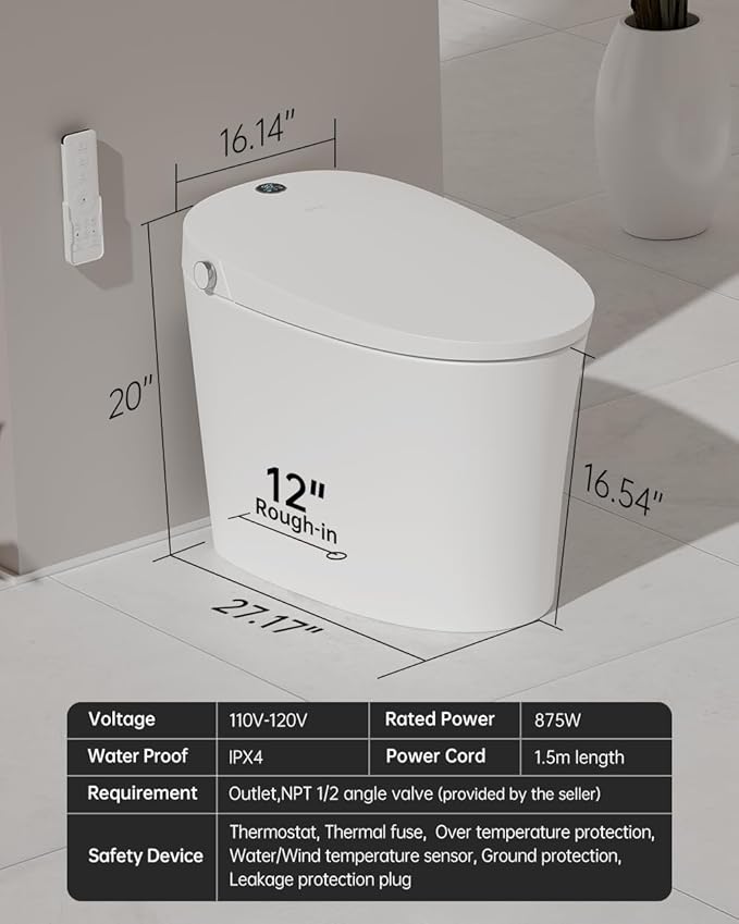 EPLO Smart Toilet Bidet with Auto Open Close,Foam Shield,1000G MaP Flush Score,ADA Comfort Chair Height,Blackout Flush,Heated Seat,Air Dryer,One Piece Modern Elongated Toilet with Tank Pump E18PRO
