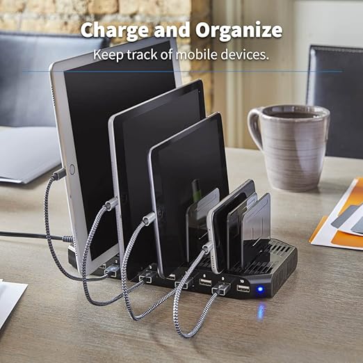 Eaton Tripp Lite Series USB Charging Station for Multiple Devices, 10-Port Portable Multi USB Device Dock with Storage Slots for Phone Apple iPhone Tablet iPad & Laptops, 2.4A Per Port (U280-010-ST)