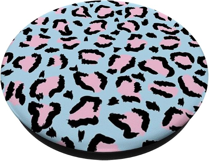 Blue Pink Leopard Print Pattern PopSockets PopGrip for MagSafe