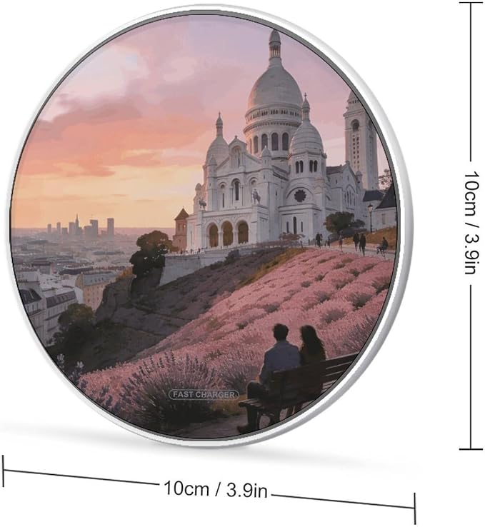 Sacred Heart and Flower Slope Wireless Charger with Aluminum Alloy Frame Qi Certified Fast Wireless Charging Pad 10W Charging Station Portable Phone Charger for All Wireless Charging Phone