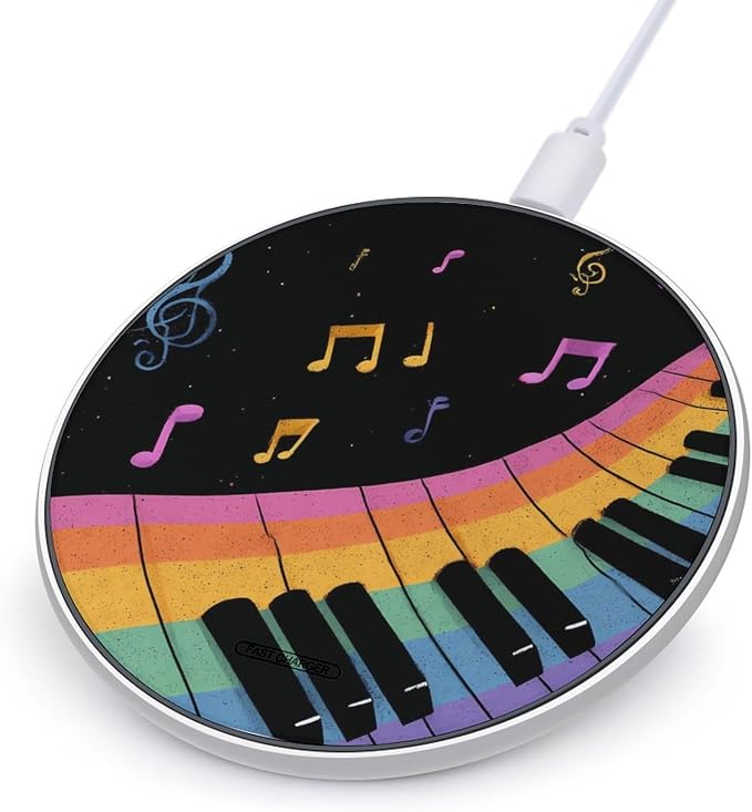 Musical Notes Wireless Charger SlimWireless Charging Pad Anti-Slip Charger Mat for Men Women