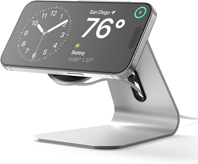 elago MS4 Charging Stand for MagSafe Charger | Aluminum Stand for iPhone Series Designed for iOS17 Standby Mode (Cable Not Included) (Black)