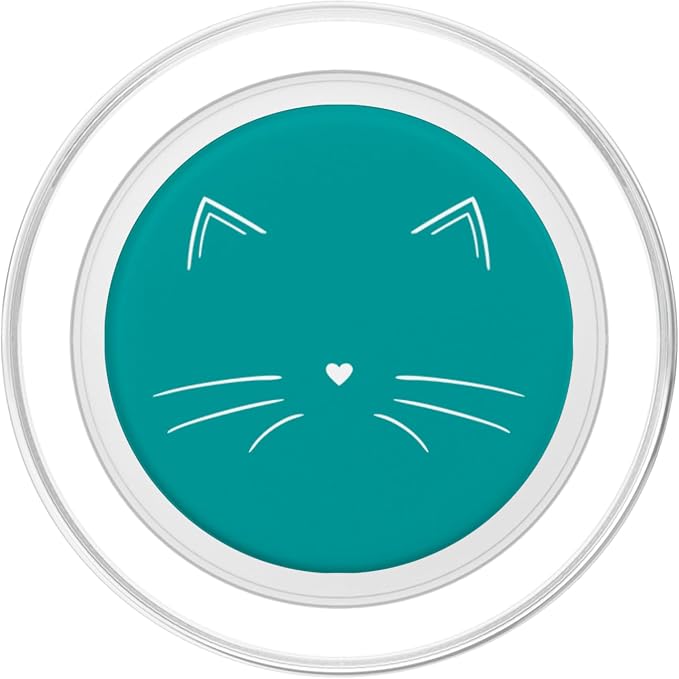 White Cat Face Teal PopSockets Adhesive PopGrip
