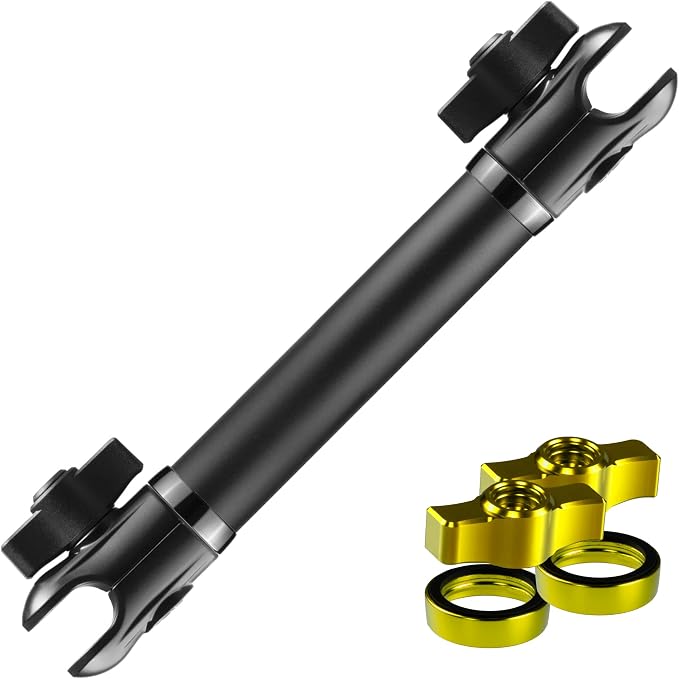 Tackform 10 Long 20mm Ball and Socket Arm DuraLock 20 Series Aluminum Tube Arm | Dual 20mm Sockets and Optional Anti-Theft Knobs | Black