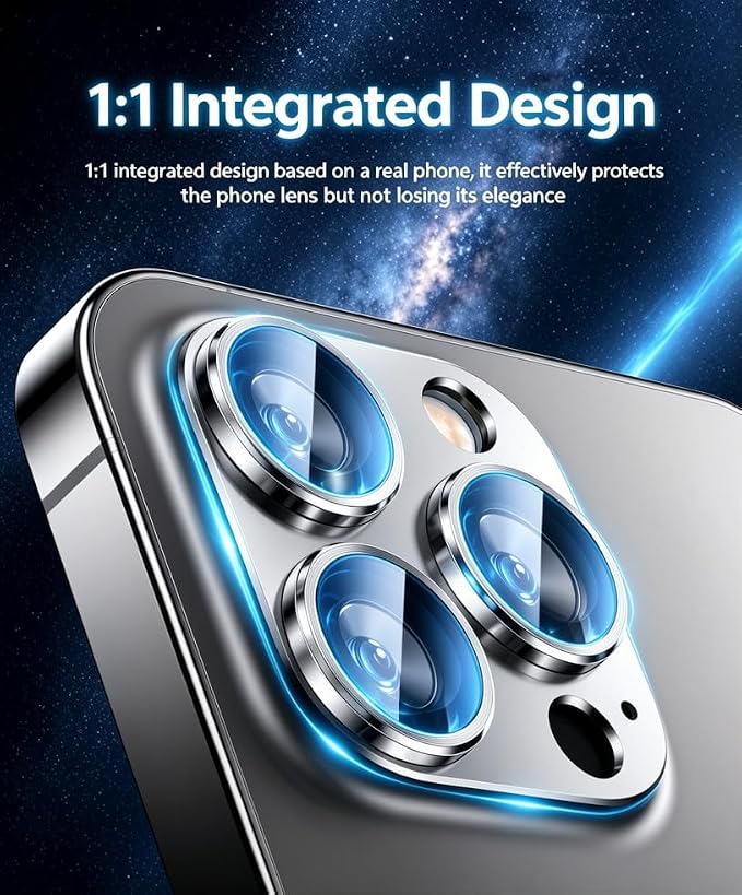[2 Pack] Compatible for iPhone 13 Pro/iPhone 13 Pro Max Camera Lens Protector Metal Plus Tempered Glass Camera Cover Oneness Design Ultra Clear Anti-Explosion Black+Black