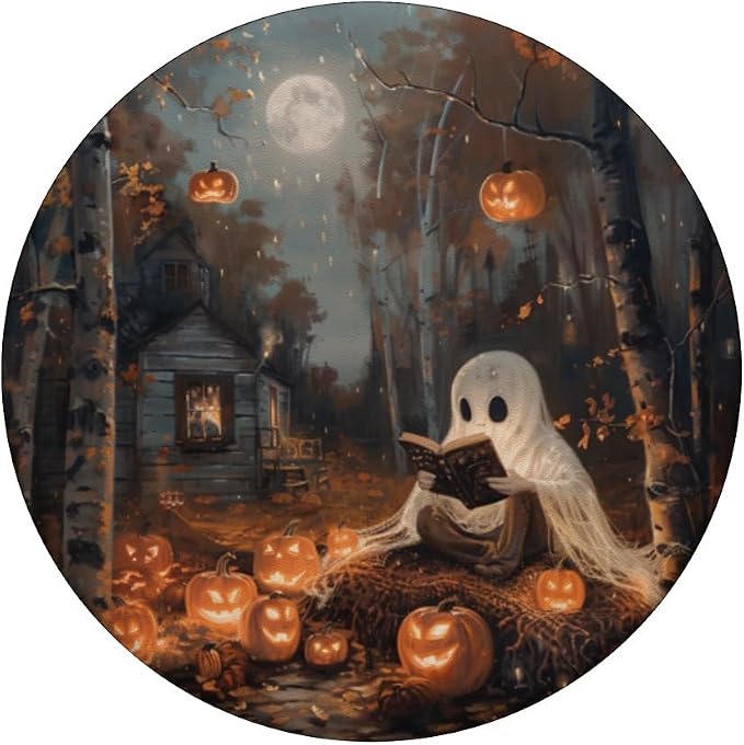 Spooky Halloween Ghost Reading Bookish PopSockets PopGrip for MagSafe