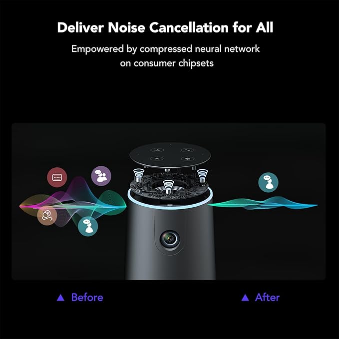 NEARITY C45 2K Video Conference Webcam with Microphone and Speaker, All-in-One Camera with 4 Noise Cancelling Microphone, 5X Zoom FHD Webcam AI Auto-Framing Plug-and-Play for Zoom/Teams/Google Meet
