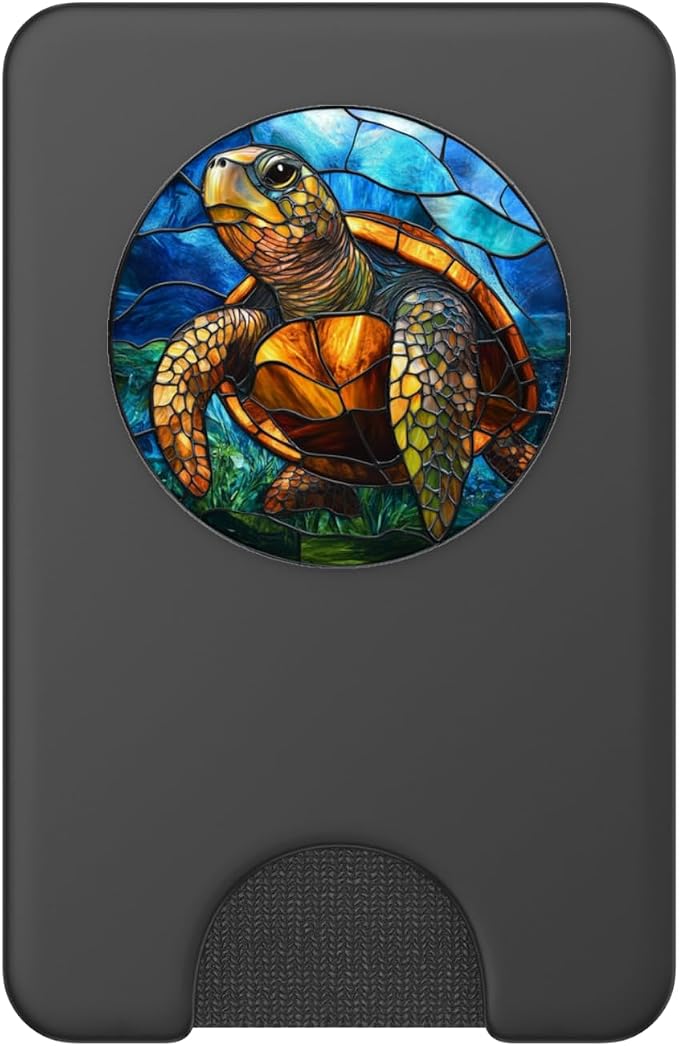 Stained Glass Aesthetic Mosaic Cute Ocean Sea Turtle PopSockets Adhesive PopGrip