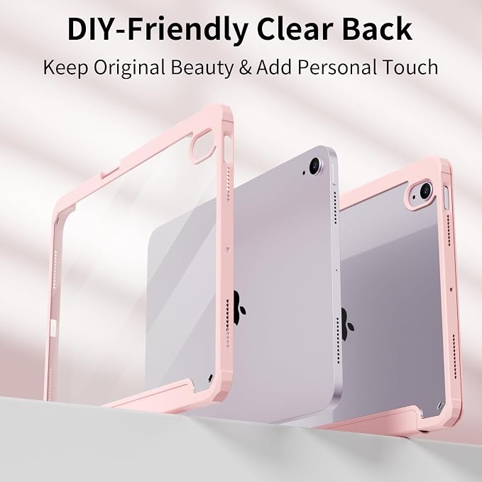 Clear Case for iPad Air 11 Inch M4 2026/M3 2025/M2 2024 Black | for iPad Air 5th/4th Generation 10.9 Inch 2022/2020 Clear Hard Back Tablet Cover with Pencil Holder Slim Auto Wake/Sleep
