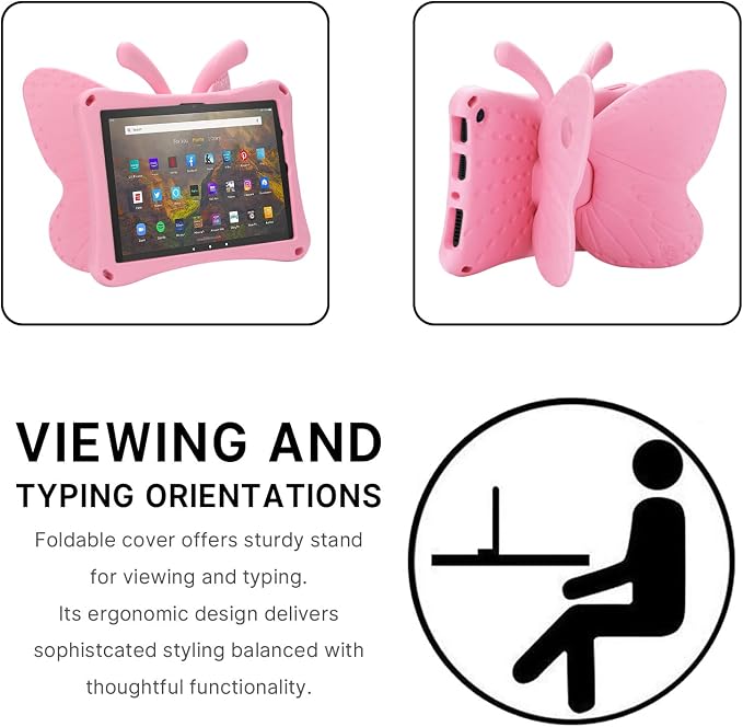 Simicoo Fire Max 11 Tablet 2023 Cute Butterfly Case with Stand for Kids Girl Light Weight EVA Rugged Shockproof Full Cover Kids Friendly Kids case for Fire Max 11(Blue)