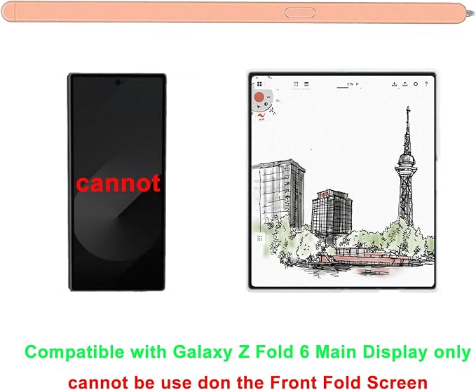 Z Fold 6 S Pen Fold Edition for Samsung Galaxy Z Fold 6 Stylus Pen for Galaxy Fold 6 Edition with Replacement Tips/Nibs+Card Pin (Black)