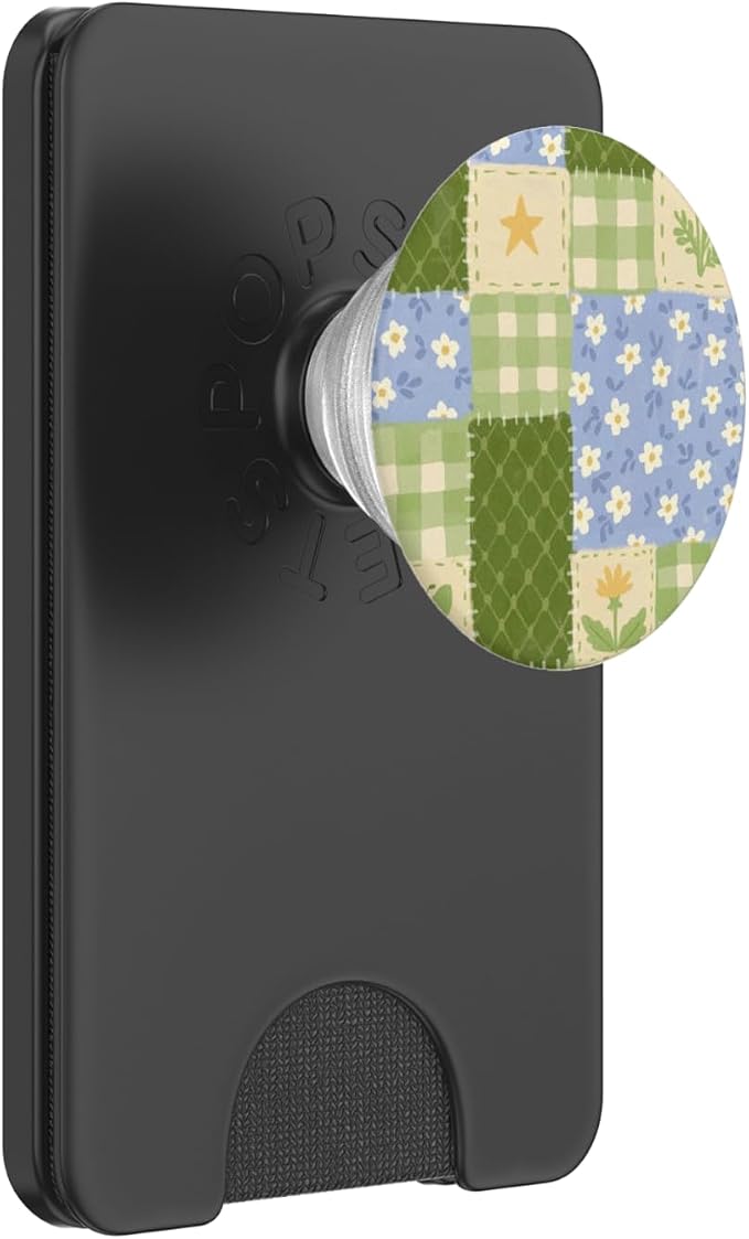 Green Blue Patchwork Floral Pattern PopSockets Adhesive PopGrip