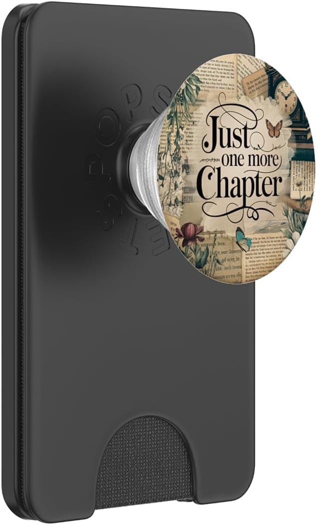 Just One More Chapter Bookish Book Reading Vintage Flower PopSockets Adhesive PopGrip