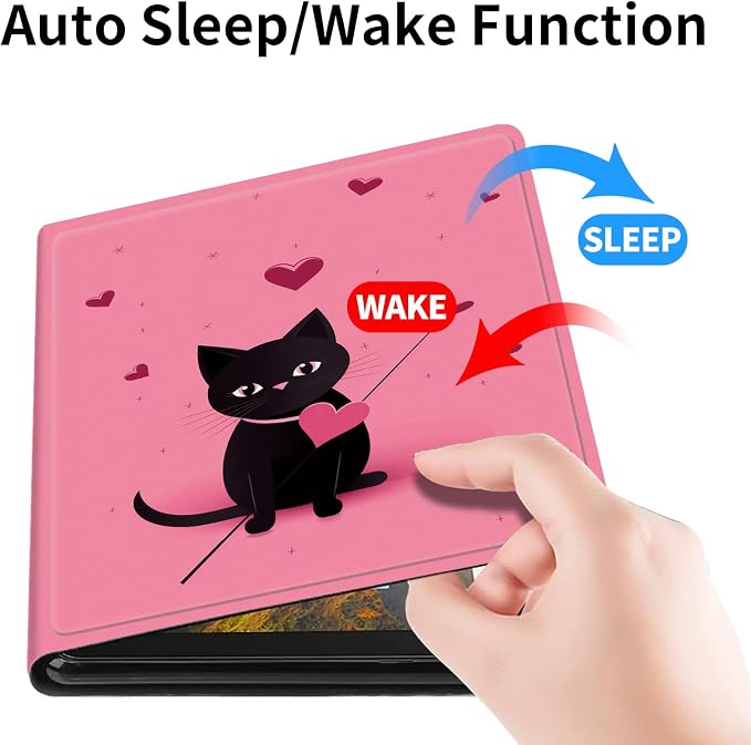 Case for 7 All-New Kindle Paperwhite (12th Generation 2024) and Kindle Colorsoft Signature Edition CoverSlim PU Leather Smart Cases with Auto Wake/Sleep-Black Cat Night Sky