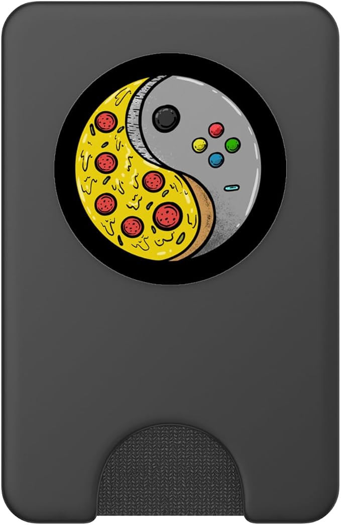 Yin Yang Pizza Video Game Controller Food Gaming Boys Men PopSockets Adhesive PopGrip