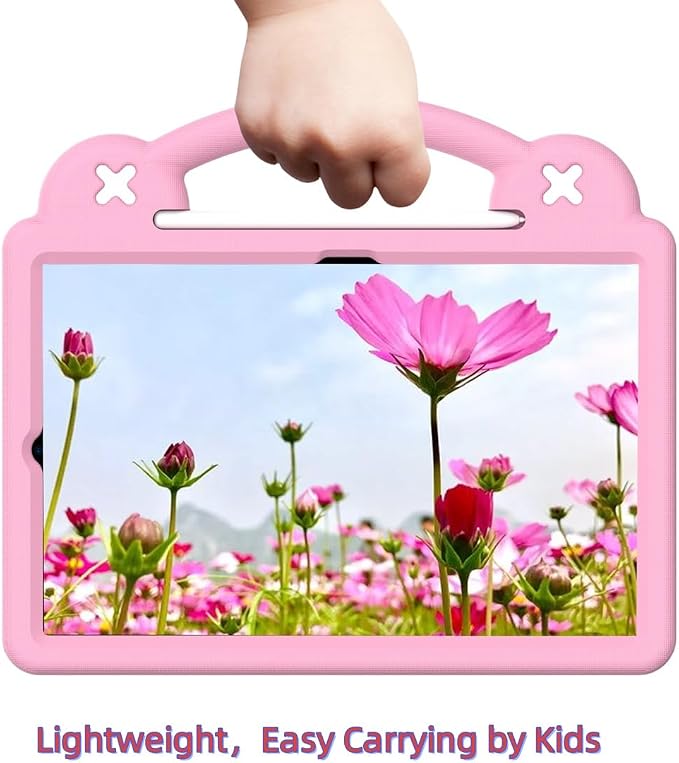 Kids Tablet Case with Built-in Kickstand and Handle Shockproof Cute Cover Lightweight Compatible with Samsung Galaxy Tab A7/S6 Lite 10.4” Pink