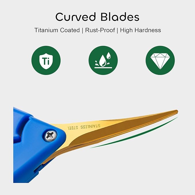 GROWNEER 6 Packs 6.5 Inch Pruning Shears with Curved Blades Trimming Scissors For Gardening Hand Pruning Snips Titanium Coated Precision Blades