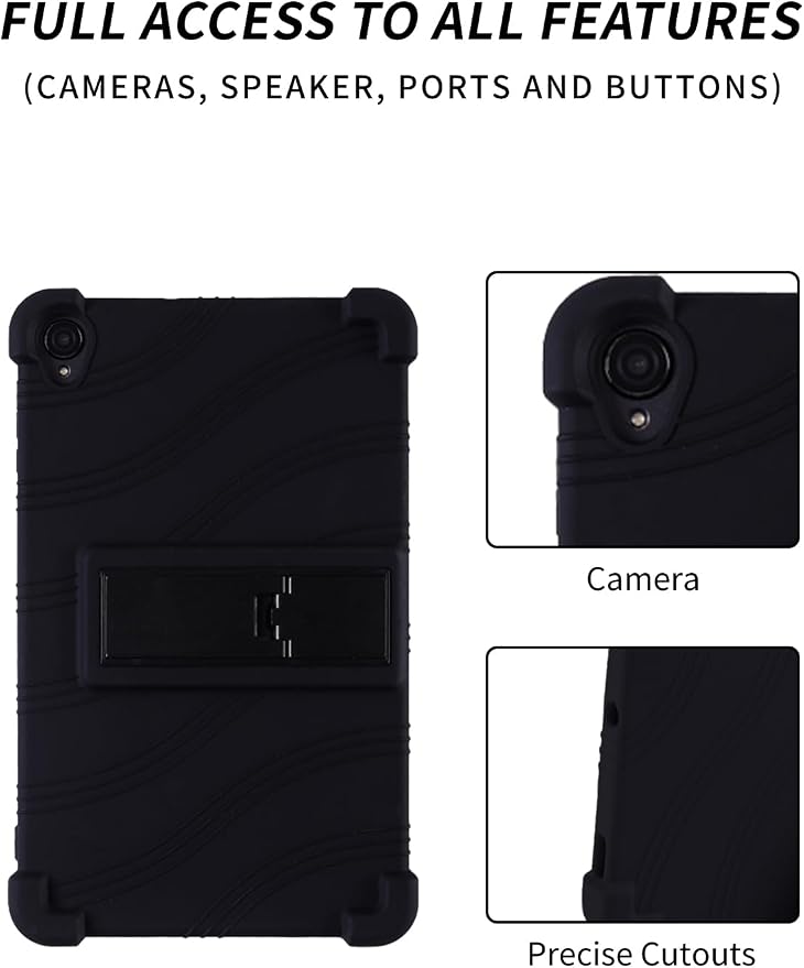 Case for Callsky-Tab Ctab 8 Android Tablet 8 Inch，WUNIAK Shock Proof Lightweight Stand Rubber Shell Protective CoverKids Friendly Soft Silicone Adjustable Stand CoverBlack
