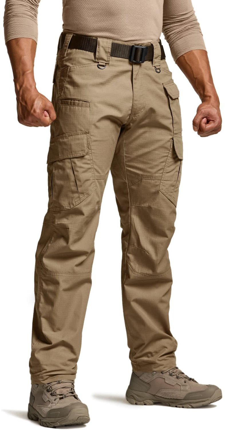 CQR Men's Tactical Pants, Water Resistant Ripstop Cargo Pants, Lightweight EDC Work Hiking Pants, Outdoor Apparel, Raider Mag Cougar, 32W x 34L