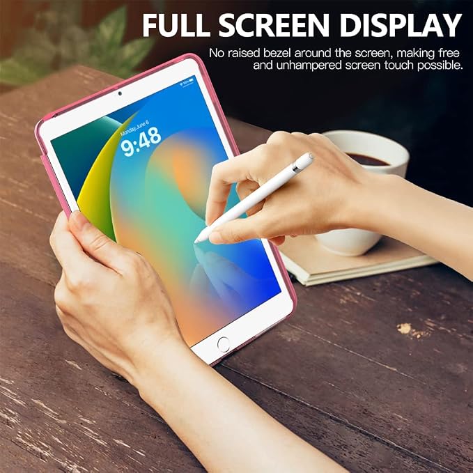Moko Smart Case for iPad 9th/ 8th/ 7th Generation Case 10.2 InchWatermelon | Slim Stand Hard Back Shell Smart Cover Case with Translucent Frosted Back Auto Wake/Sleep Fit iPad 10.2 Inch 2021/2020/2