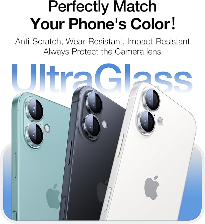 UltraGlass for iPhone 16 Pro Max/16 Pro Camera Lens Protector [NO.1 Military Grade Shatterproof] iPhone 16 Pro Max Camera Protector 16 Pro Lens Cover [Longest Durable] Easy Install Black Titanium