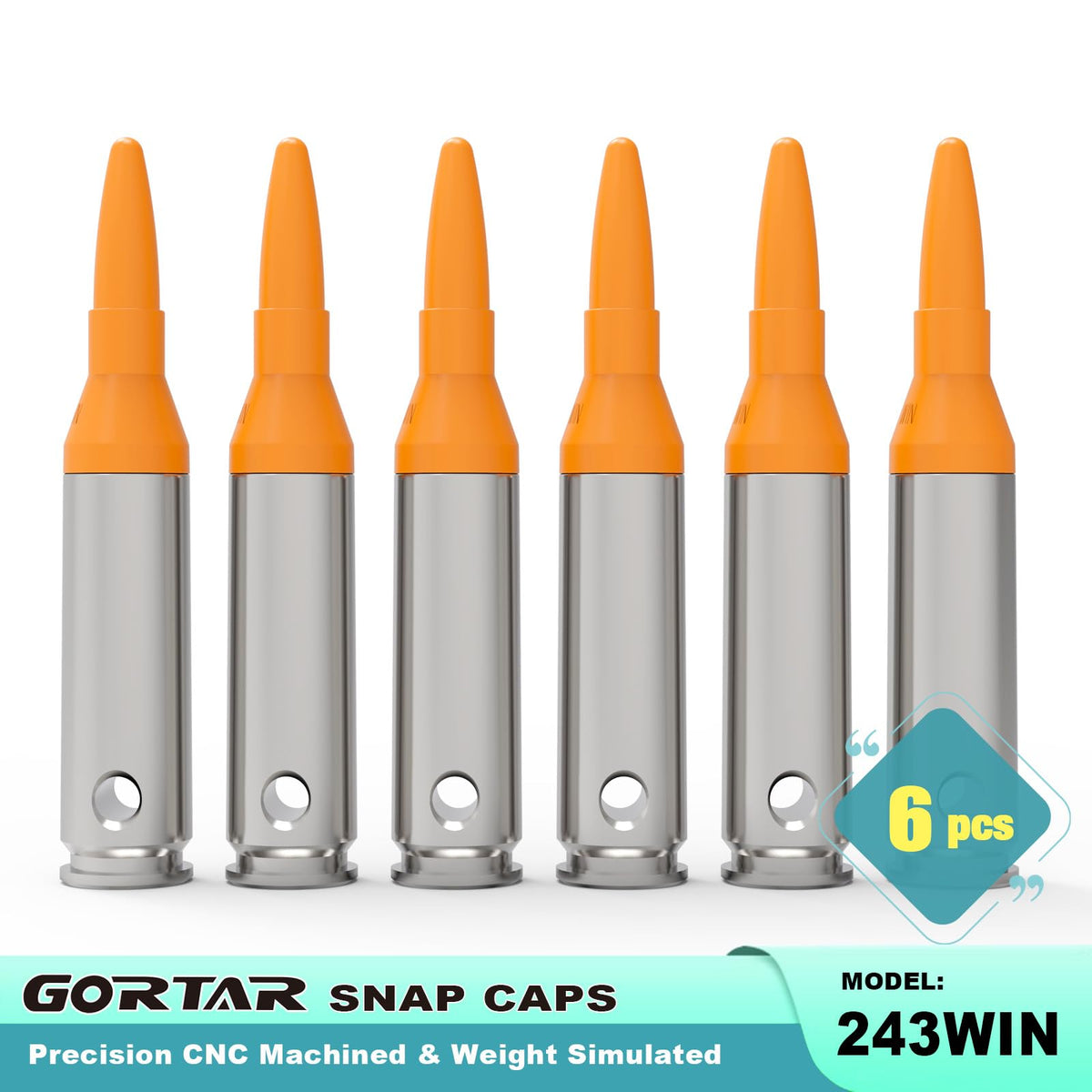 GORTAR 243 Win Snap Caps Training Dummy Rounds Practice Safe Loading Firing Close to Real Weight -6 Pcs