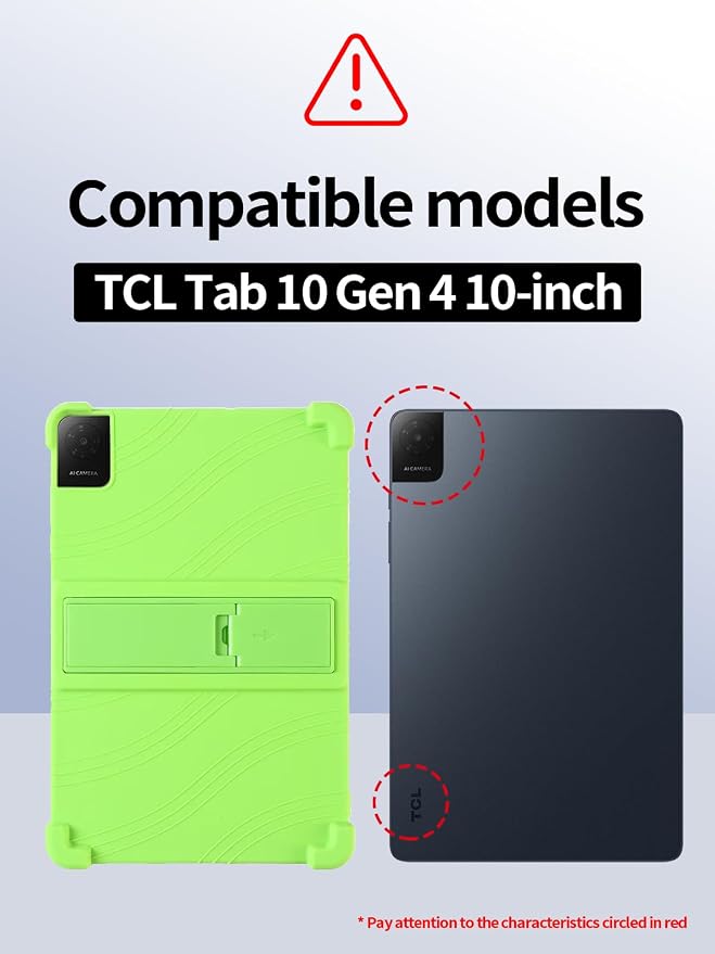 Case for TCL Tab 10L Gen 4 (Model 8483A) 10.1 Inch Tablet Soft Silicone Heavy Duty Shockproof Protective Cover with Adjustable Kickstand (Black)