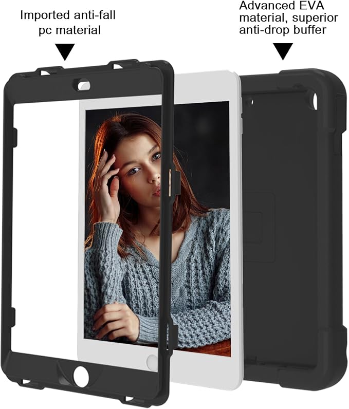 AKABEILA Compatible with Amazon Fire HD 8 2020/2022 Tablet Case，Rugged Kids Case with Stand Lightweight Shockproof Kids Friendly Tablet Cover Black