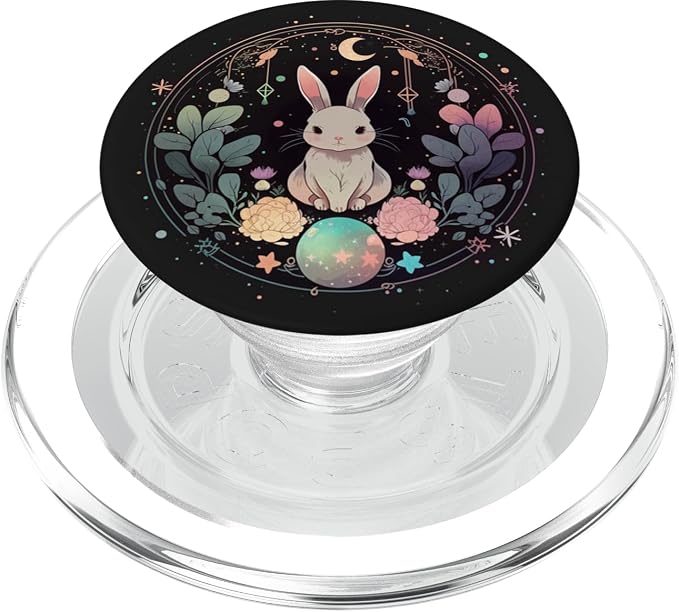 Moon Phases Crystal Witchy Cute Rabbit Kawaii Pastel Goth PopSockets Adhesive PopGrip