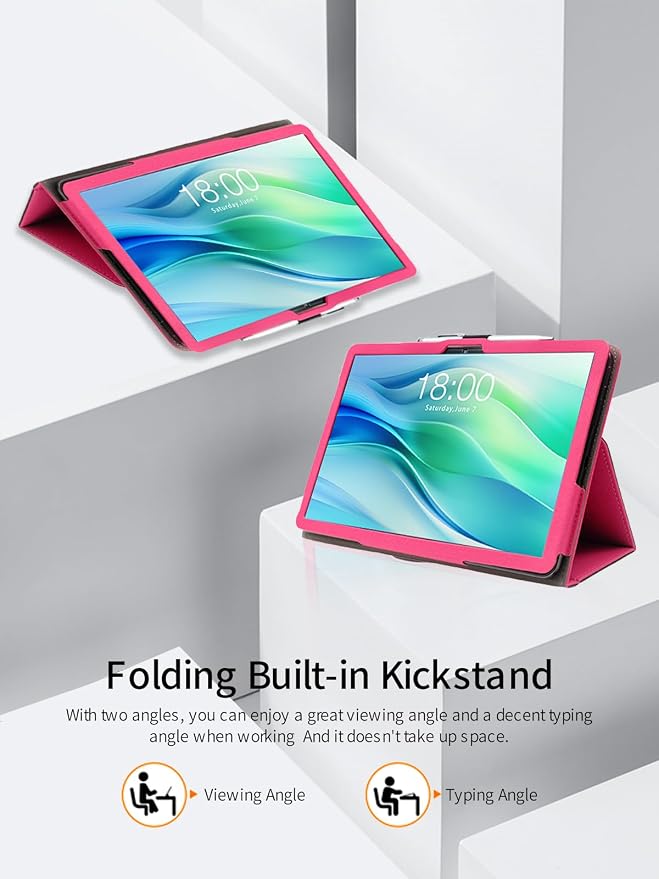 for FEONAL D126 11 Inch Android 14 Tablet CaseFolding Stand Protective Cover with Pencil Holder and Wrist StrapFull Protection Premium PU Scratch Resistant(Black)