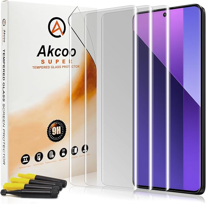 Screen Protector for Redmi Note 13 Pro Plus 5G Tempered Glass UV Set [3 Pack] 9H Hardness Scratch Resistant Edge to Edge Protection Touch Sensitive