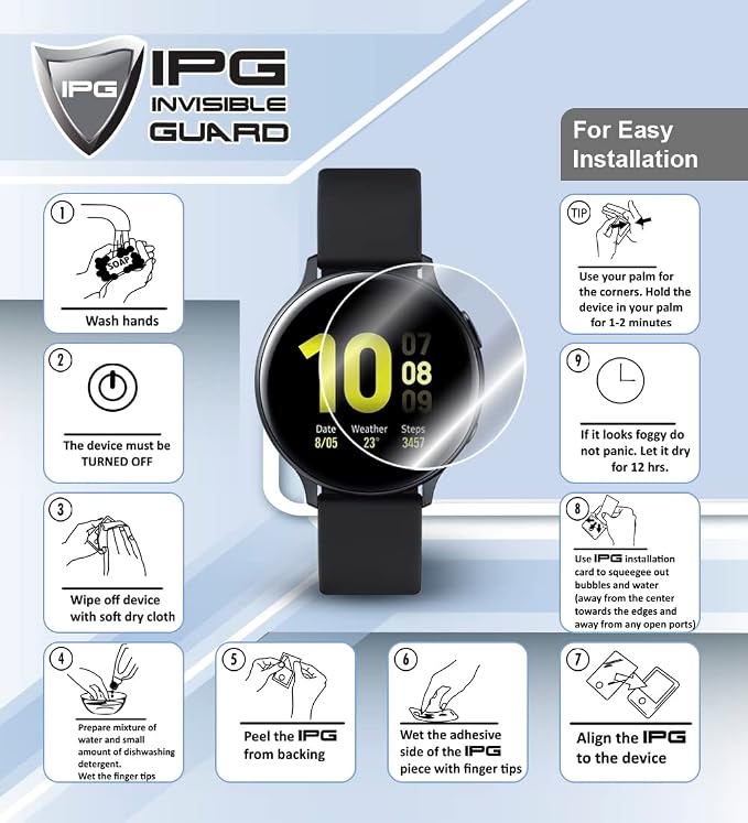 IPG for Garmin Descent Mk1 Hydrogel Screen Protector (2 Units) Invisible HD Clear Film Anti Scratch Guard-Smooth/Self-Healing/Bubble for Mk1