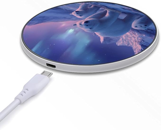 White Bear Aurora Borealis Wireless Charger Portable Charging Pad | LightweightAll Smartphone
