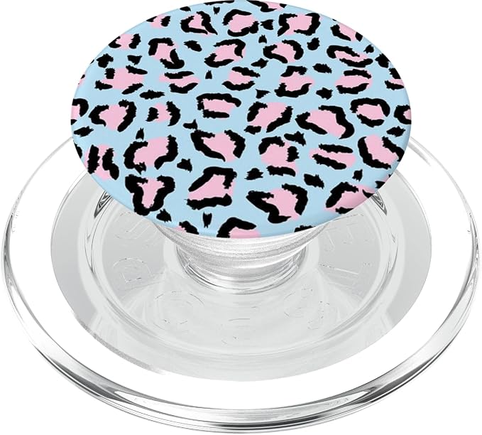 Blue Pink Leopard Print Pattern PopSockets PopGrip for MagSafe