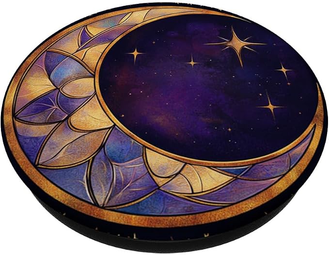 Whimsical Crescent Moon and Stars Art Pattern PopSockets PopGrip for MagSafe