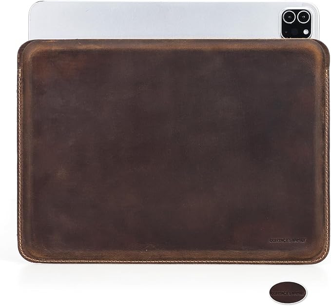 Top Grain Leather 12.9 Tablet Sleeve Slim Protector Vintage Design Fully Handmade Compatible with 12.9 iPad Pro 3/4/5/6 Gen Fits A2233 A2069 A2378 A2379 A2461 A2462 Coffee 12.9 Inch