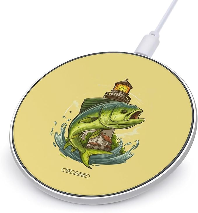 Mahi Lighthouse Wireless Charger SlimWireless Charging Pad Anti-Slip Charger Mat for Men Women