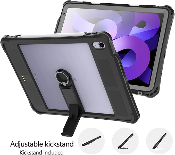 10.2 Waterproof Case Compatible with iPad 9th 8th 7th Generation 2021/2020/2019 Built-in Screen Protector with Strap Stand Pencil Holder Full Body Heavy Duty Protective Shockproof