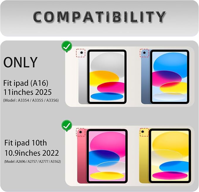 Case for iPad A16 11th Generation 11 inch 2025 &amp iPad 10th Gen 10.9 inch 2022 with Pencil Holder Detachable Magnetic Rotating Clear Hard PC Back Trifold &amp Y Stand (Black)