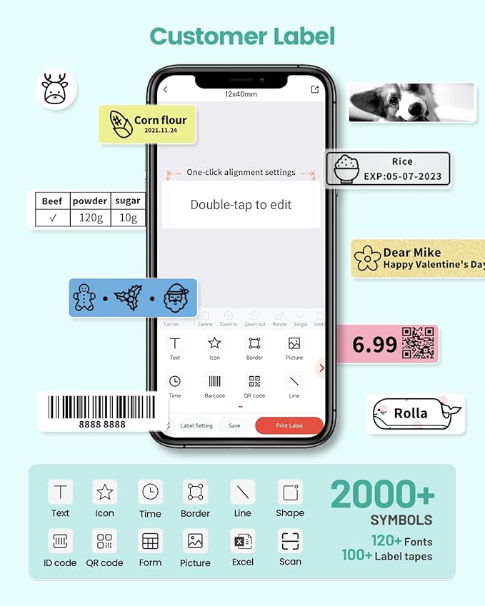 Phomemo D30 Label Maker Tape, Black on Cats Patterns Vertical Label Tape, Special Shapes Pre-Cut Self-Adhesive Sticker Thermal Paper Label Tag, 12 x 40mm (0.47 x 1.57) 3-Roll