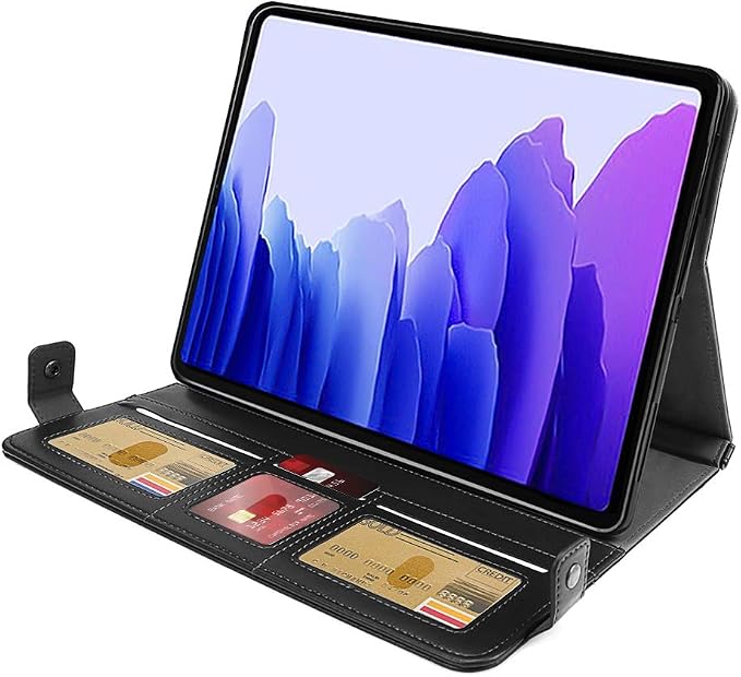Handbag Case for Samsung Galaxy Tab S10 FE/S9 FE 10.9/S9/S8/S7 11 Techcircle Folio Stand Crossbody Wallet Protective Cover with S Pen Holder &amp Card Slots Hand Strap &amp Shoulder Strap Black